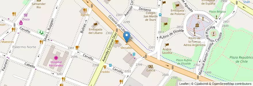 Mapa de ubicacion de Versalles, Palermo en 阿根廷, Ciudad Autónoma De Buenos Aires, Comuna 2, 布宜诺斯艾利斯.