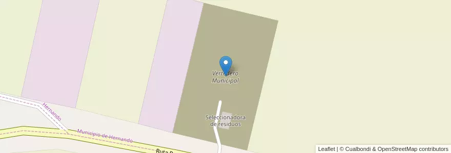 Mapa de ubicacion de Vertedero Municipal en アルゼンチン, コルドバ州, Departamento Tercero Arriba, Pedanía Punta Del Agua, Municipio De Hernando, Hernando.