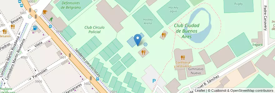 Mapa de ubicacion de vestuarios piletas, Nuñez en Аргентина, Буэнос-Айрес, Буэнос-Айрес, Comuna 13.