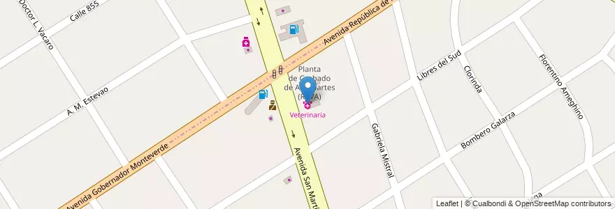 Mapa de ubicacion de Veterinaria en Arjantin, Buenos Aires, Partido De Quilmes, Florencio Varela.
