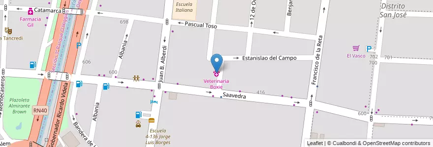 Mapa de ubicacion de Veterinaria Boxie en Аргентина, Чили, Мендоса, Departamento Guaymallén, Distrito San José.