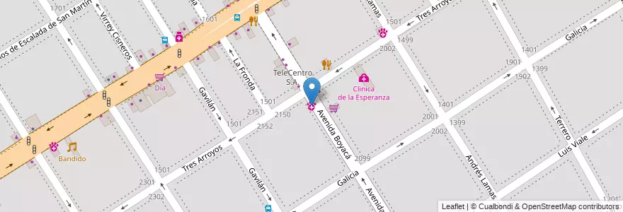 Mapa de ubicacion de Veterinaria Boyaca, Villa General Mitre en 아르헨티나, Ciudad Autónoma De Buenos Aires, 부에노스아이레스, Comuna 11.