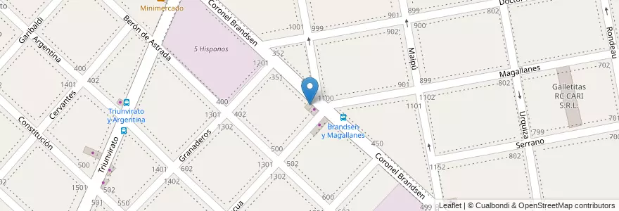 Mapa de ubicacion de Veterinaría Brandsen en Arjantin, Buenos Aires, Partido De La Matanza, Ramos Mejía.