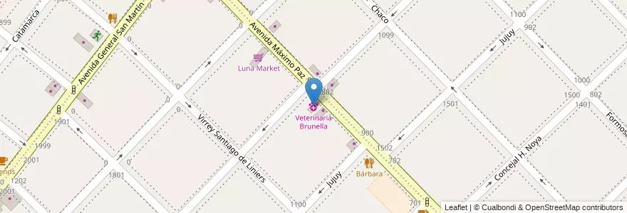 Mapa de ubicacion de Veterinaria Brunella en Argentinië, Buenos Aires, Partido De Lanús, Lanús Oeste.
