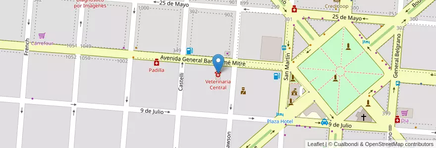 Mapa de ubicacion de Veterinaria Central en アルゼンチン, ブエノスアイレス州, Partido De Campana.