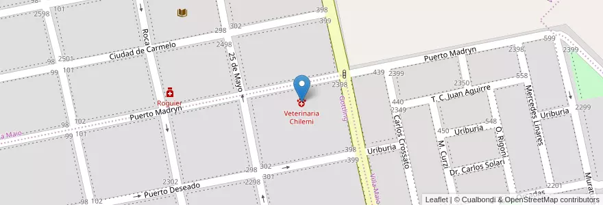 Mapa de ubicacion de Veterinaria Chilemi en 阿根廷, 布宜诺斯艾利斯省, Partido De Coronel De Marina Leonardo Rosales, Punta Alta.
