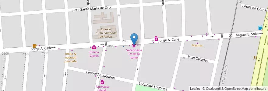 Mapa de ubicacion de Veterinaria Dr de la torre en Argentina, Cile, Mendoza, Departamento Capital, Ciudad De Mendoza.