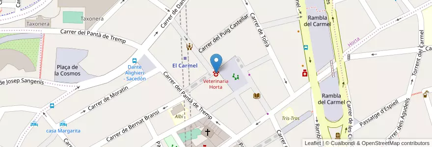 Mapa de ubicacion de Veterinaria Horta en 스페인, Catalunya, Barcelona, Barcelonès, 바르셀로나.