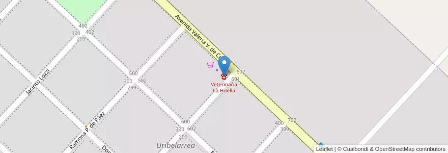 Mapa de ubicacion de Veterinaria La Huella en Argentinien, Provinz Buenos Aires, Partido De Cañuelas, Uribelarrea.
