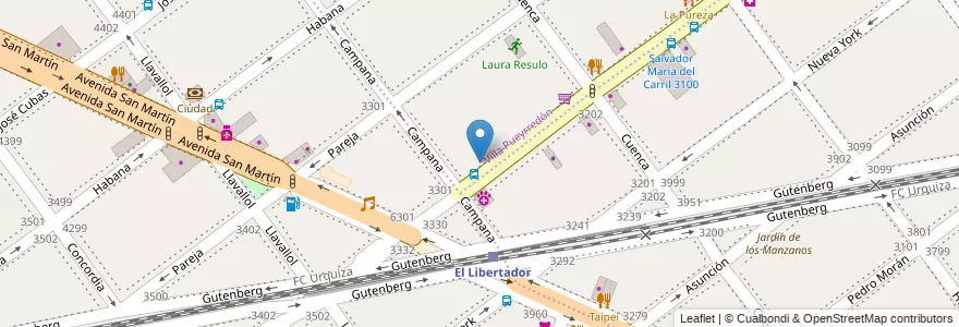 Mapa de ubicacion de Veterinaria Nippur, Villa Pueyrredon en アルゼンチン, Ciudad Autónoma De Buenos Aires, Comuna 12, ブエノスアイレス, Comuna 11.
