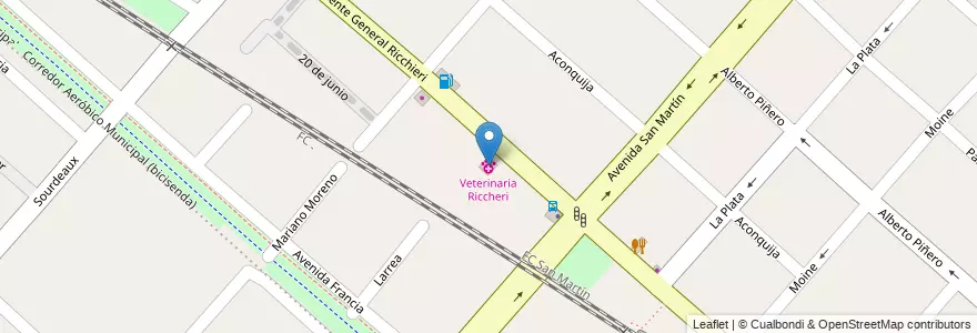 Mapa de ubicacion de Veterinaria Riccheri en Argentinië, Buenos Aires, Partido De San Miguel, Bella Vista.