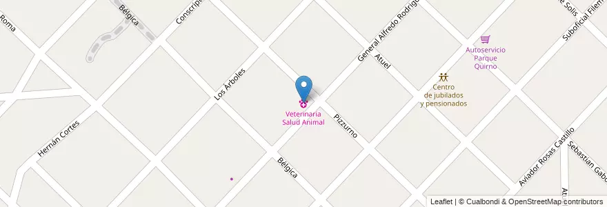 Mapa de ubicacion de Veterinaria Salud Animal en 阿根廷, 布宜诺斯艾利斯省, Partido De Hurlingham, Hurlingham.