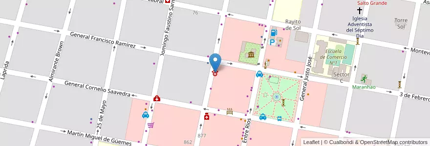 Mapa de ubicacion de Veterinaria San Francisco en 阿根廷, 恩特雷里奥斯省, Departamento Concordia, Distrito Suburbios, Concordia, Concordia.