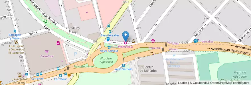 Mapa de ubicacion de Veterinaria, Versalles en Argentinien, Ciudad Autónoma De Buenos Aires, Buenos Aires, Comuna 10.