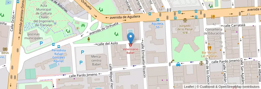 Mapa de ubicacion de Veterinario Babel en スペイン, バレンシア州, Alacant / Alicante, L'Alacantí, Alacant / Alicante.