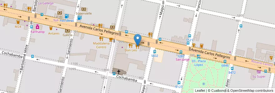 Mapa de ubicacion de Via Apia en Аргентина, Санта-Фе, Departamento Rosario, Municipio De Rosario, Росарио.