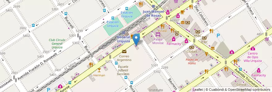 Mapa de ubicacion de Via Bimbi, Villa Urquiza en アルゼンチン, Ciudad Autónoma De Buenos Aires, Comuna 12, ブエノスアイレス.