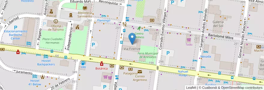 Mapa de ubicacion de Via Firenze en Argentinien, Chile, Provinz Río Negro, Departamento Bariloche, Municipio De San Carlos De Bariloche, San Carlos De Bariloche.