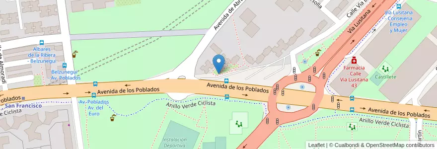 Mapa de ubicacion de VIA LUSITANA, CALLE,134 en إسبانيا, منطقة مدريد, منطقة مدريد, Área Metropolitana De Madrid Y Corredor Del Henares, مدريد.