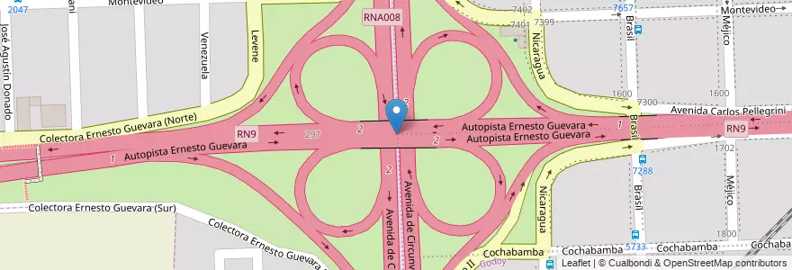 Mapa de ubicacion de Viaducto Ernesto Che Guevara en Argentine, Santa Fe, Departamento Rosario, Municipio De Rosario, Rosario.