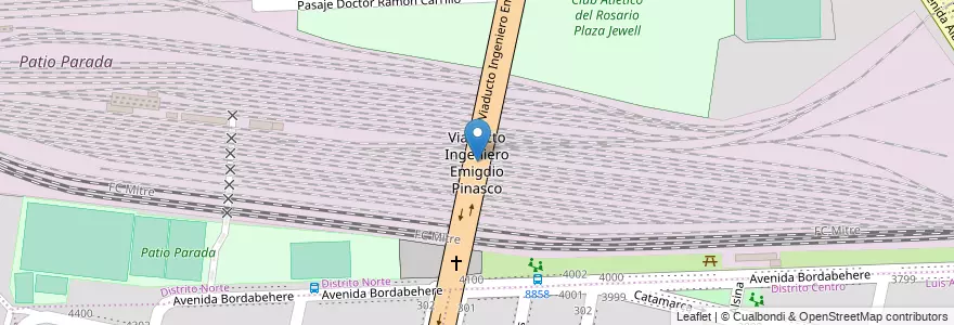 Mapa de ubicacion de Viaducto Ingeniero Emigdio Pinasco en アルゼンチン, サンタフェ州, Departamento Rosario, Municipio De Rosario, ロサリオ.