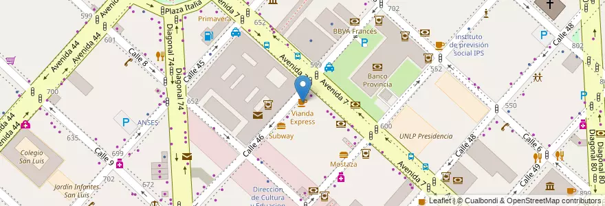 Mapa de ubicacion de Vianda Express, Casco Urbano en アルゼンチン, ブエノスアイレス州, Partido De La Plata, La Plata.