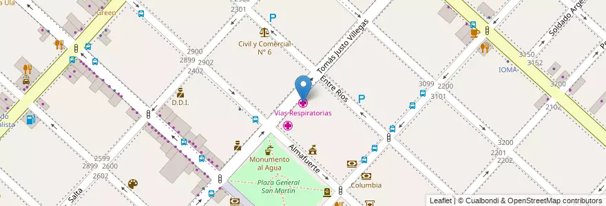 Mapa de ubicacion de Vías Respiratorias en 阿根廷, 布宜诺斯艾利斯省, Partido De La Matanza, San Justo.