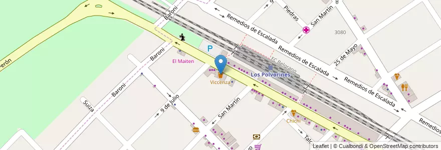 Mapa de ubicacion de Viccenza en Argentina, Buenos Aires, Partido De Malvinas Argentinas, Los Polvorines.