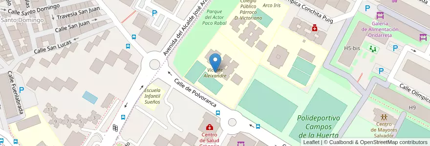 Mapa de ubicacion de Vicente Aleixandre en 西班牙, Comunidad De Madrid, Comunidad De Madrid, Área Metropolitana De Madrid Y Corredor Del Henares, Alcorcón.