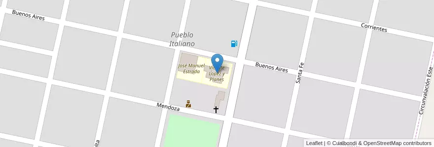 Mapa de ubicacion de Vicente Lopez y Planes en الأرجنتين, Córdoba, Departamento Unión, Pedanía Loboy, Municipio De Pueblo Italiano, Pueblo Italiano.