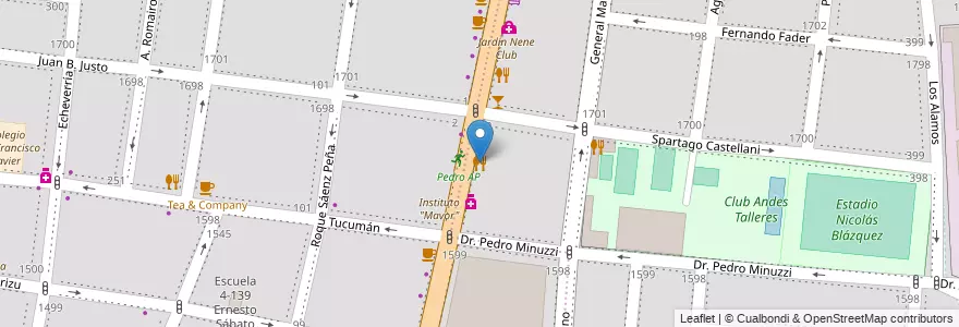 Mapa de ubicacion de Vicentino en アルゼンチン, チリ, メンドーサ州, Godoy Cruz, Departamento Godoy Cruz, Distrito Ciudad De Godoy Cruz.