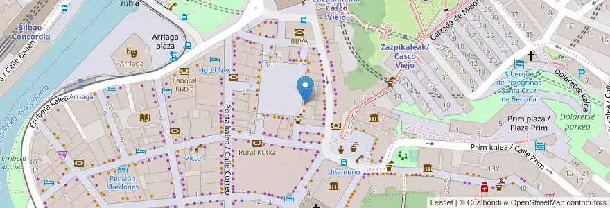 Mapa de ubicacion de Victor Montes en スペイン, バスク州, Bizkaia, Bilboaldea, ビルバオ.