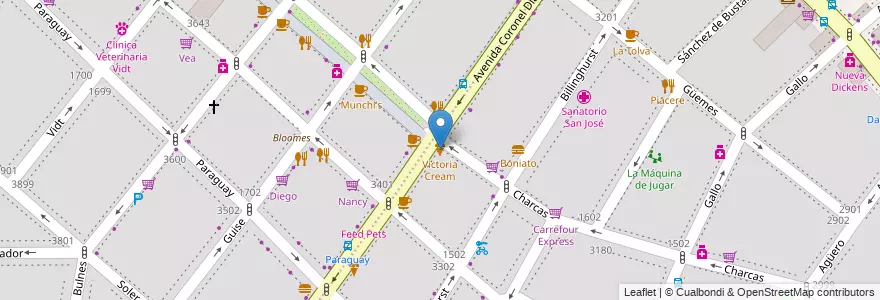Mapa de ubicacion de Victoria Cream, Recoleta en Аргентина, Буэнос-Айрес, Comuna 2, Буэнос-Айрес.