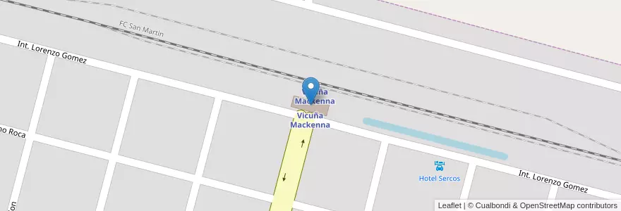 Mapa de ubicacion de Vicuña Mackenna en Argentina, Córdova, Departamento Río Cuarto, Pedanía Cautiva, Municipio De Vicuña Mackenna, Vicuña Mackenna.