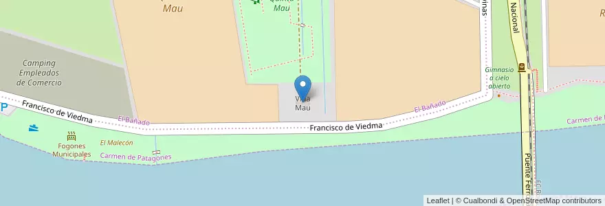 Mapa de ubicacion de Vida Mau en アルゼンチン, リオネグロ州, ブエノスアイレス州, Departamento Adolfo Alsina, Viedma, Viedma.
