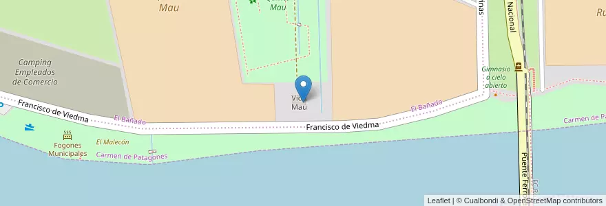 Mapa de ubicacion de Vida Mau en アルゼンチン, リオネグロ州, ブエノスアイレス州, Departamento Adolfo Alsina, Viedma, Viedma.