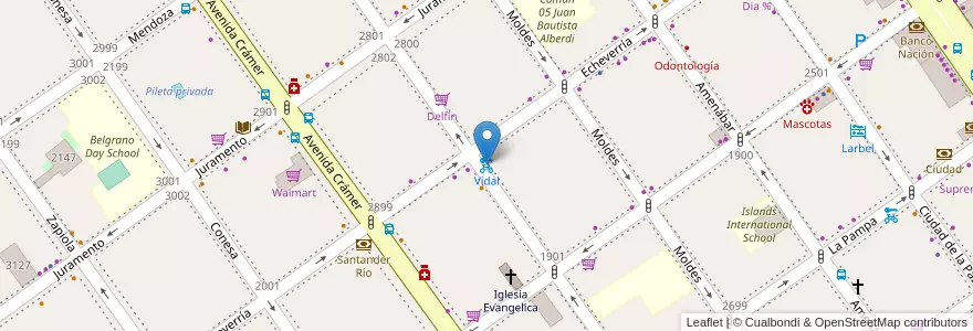 Mapa de ubicacion de Vidal en Arjantin, Ciudad Autónoma De Buenos Aires, Buenos Aires, Comuna 13.