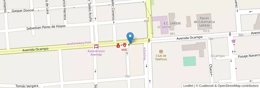 Mapa de ubicacion de Videomania en Argentine, Catamarca, Departamento Capital, Municipio De San Fernando Del Valle De Catamarca, San Fernando Del Valle De Catamarca.