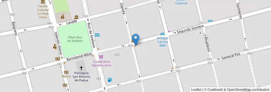 Mapa de ubicacion de Viejo Boliche Bessonart en Argentinië, Buenos Aires, Partido De San Antonio De Areco, San Antonio De Areco.