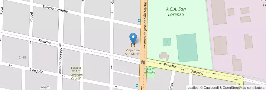 Mapa de ubicacion de Viejo Cine San Martín en 阿根廷, Santa Fe, Departamento San Lorenzo, Municipio De San Lorenzo, San Lorenzo.
