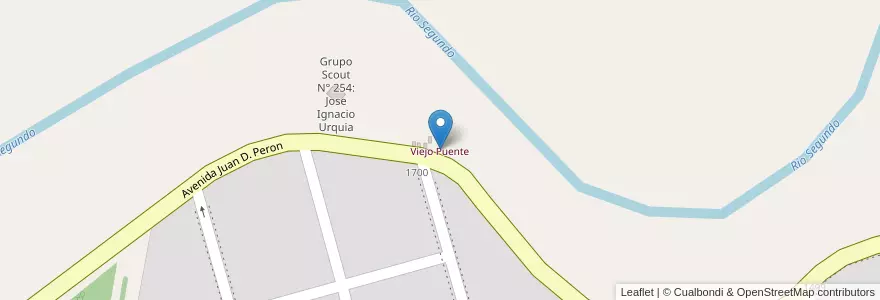 Mapa de ubicacion de Viejo Puente en アルゼンチン, コルドバ州, Departamento San Justo, Municipio Arroyito, Pedanía Arroyito, Arroyito.