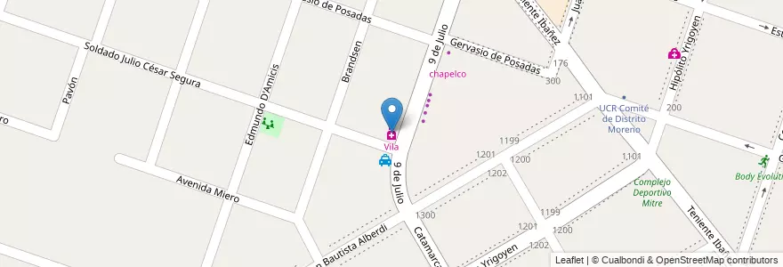 Mapa de ubicacion de Vila en Argentina, Buenos Aires, Partido De Moreno, Moreno.