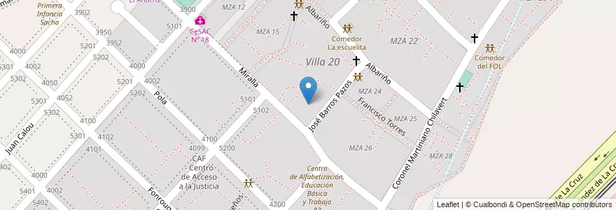 Mapa de ubicacion de Villa 20, Villa Lugano en Argentinien, Ciudad Autónoma De Buenos Aires, Buenos Aires, Comuna 8.