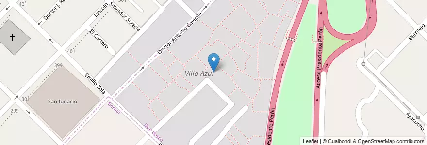 Mapa de ubicacion de Villa Azul en Argentinië, Buenos Aires, Partido De Quilmes, Don Bosco.