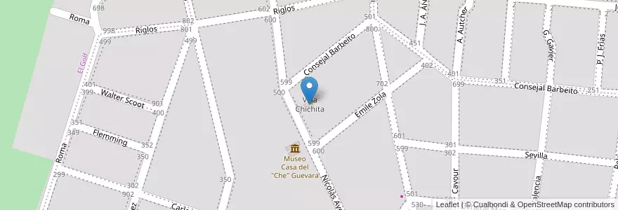 Mapa de ubicacion de Villa Chichita en Аргентина, Кордова, Departamento Santa María, Pedanía Alta Gracia, Municipio De Alta Gracia, Alta Gracia.