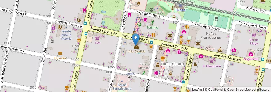 Mapa de ubicacion de Villa Clotilde en Argentina, Santa Fe, Departamento Rosario, Municipio De Funes, Funes.