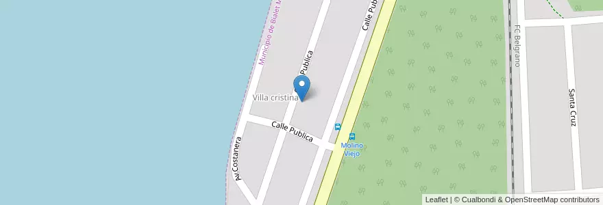 Mapa de ubicacion de Villa Cristina en アルゼンチン, コルドバ州, Departamento Punilla, Pedanía San Roque, Municipio De Bialet Massé, Bialet Massé.
