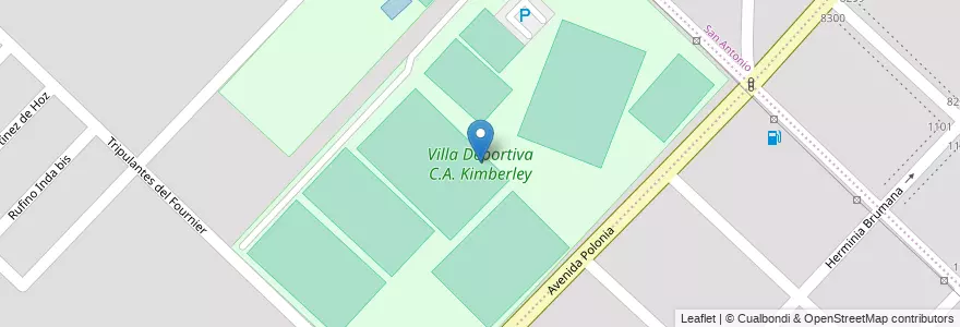 Mapa de ubicacion de Villa Deportiva C.A. Kimberley en 阿根廷, 布宜诺斯艾利斯省, Partido De General Pueyrredón, Mar Del Plata.