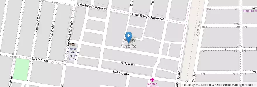 Mapa de ubicacion de Villa El Pueblito en Argentina, Córdova, Departamento Capital, Pedanía Capital, Córdoba, Municipio De Córdoba.