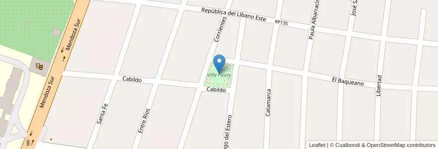 Mapa de ubicacion de Villa Fleury en 아르헨티나, San Juan, 칠레, Rawson.